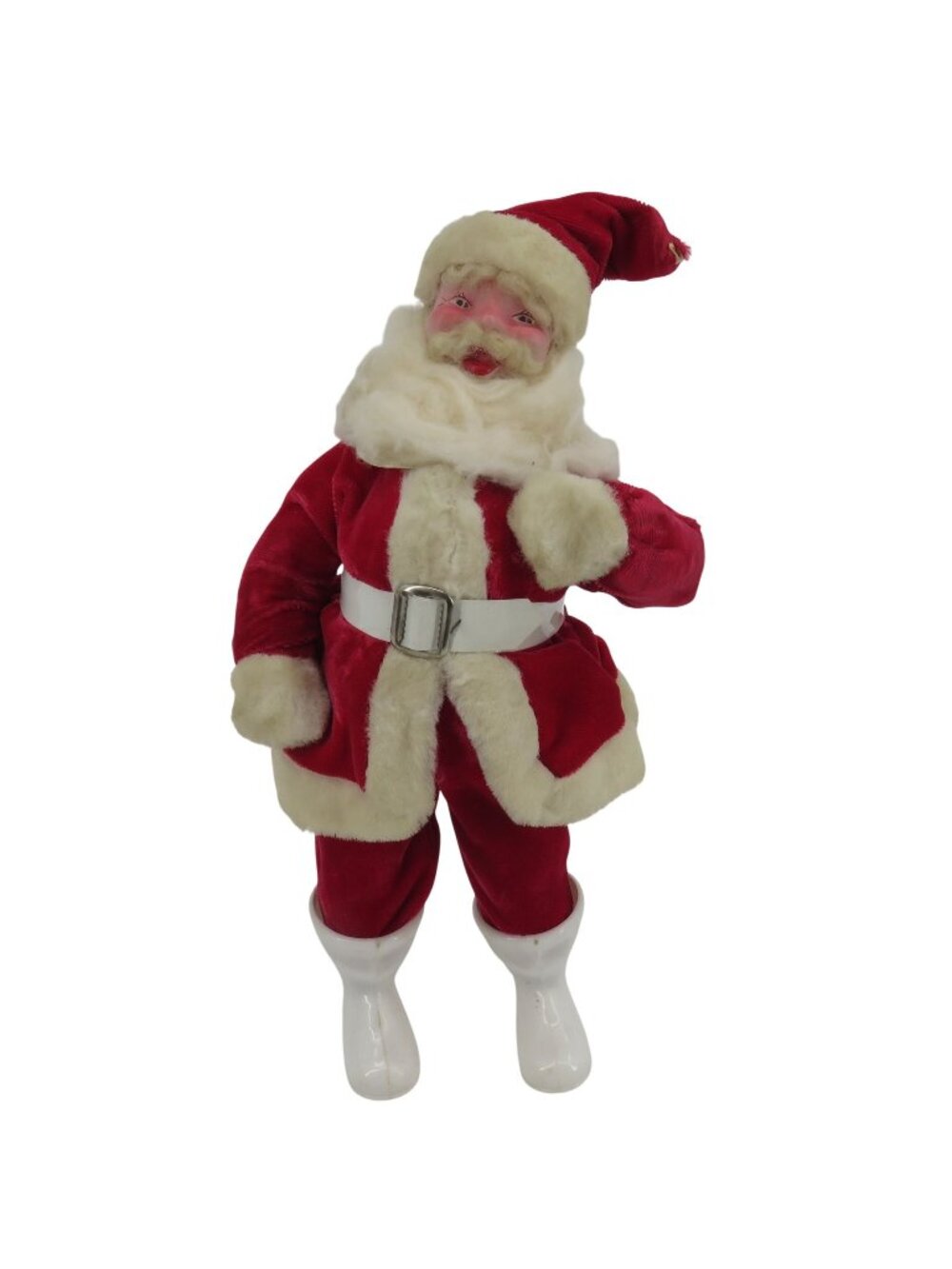 Harold Gale 15in Santa Claus Papa Noel Red Velvet White Mohair Christmas Xmas